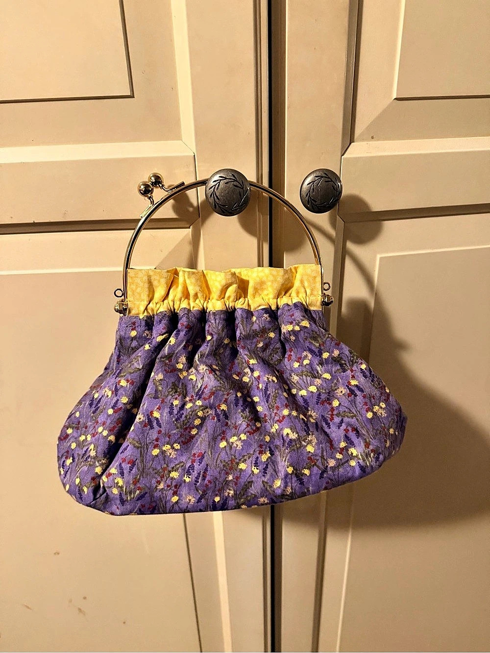 Purple Floral Frame Clutch Like New